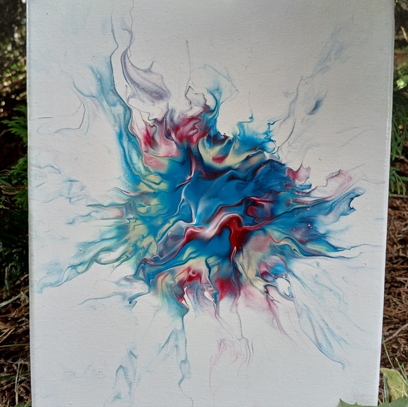 "InfusedMemories" Abstract Acrylic Pour Painted (8"x10") Stretched Canvas - Picture 2 of 6